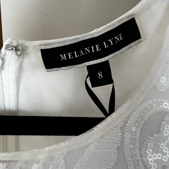 HOLIDAY ready NWT Melanie Lyne fringe sequin lined white sleeveless top size 8 - Picture 11 of 14